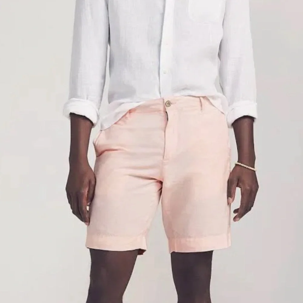 NWT Faherty Malibu Short in Summer Pink Linen & Cotton Blend Shorts Size 35